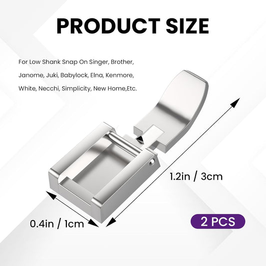 2Pcs Zipper Sewing Machine Presser Foot, Zinc Alloy Sewing Machine Foot for Most Low Shank Snap on Sewing V1258-DP02-A-2060