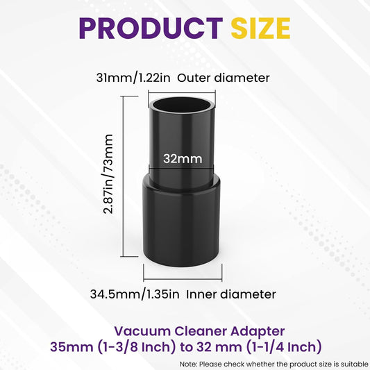 2Pcs Universal Vacuum Hose Adapter, 1-3/8" to 1-1/4" Plastic Vacuum Hose Connector Reducer, 35mm to 32mm V1258-DP02-A-2061