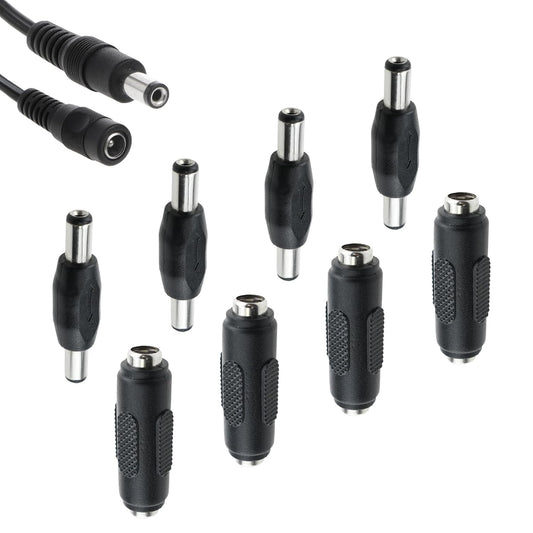 8Pcs 12V DC 5.5 x 2.1mm Female to Female Power Connector Adapter & DC 5.5 x 2.1mm Male to Male Power Plug V1258-DP02-A-2062