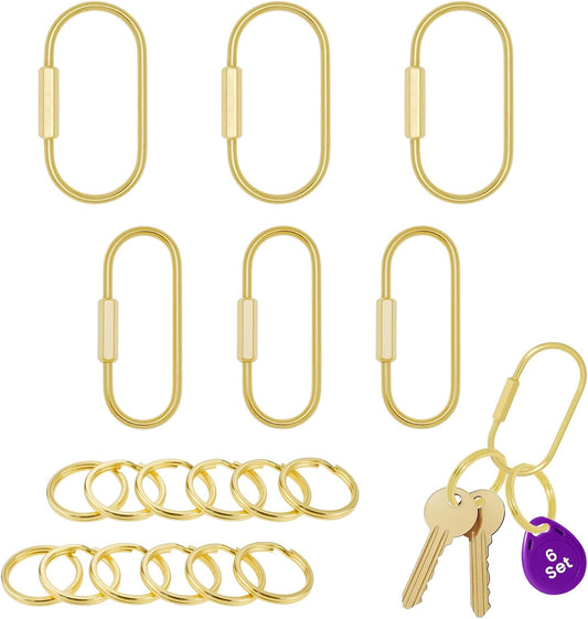 Brass Screw Lock Keychain Holder, 3 Sizes Key Ring Gold Carabiner Clip for Hanging Crafts and Various Keys V1258-DP02-A-2067