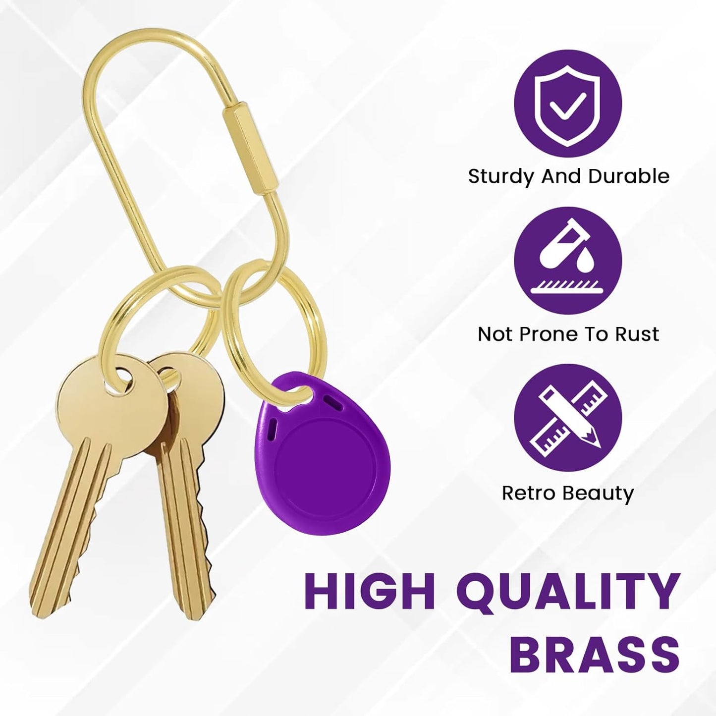 Brass Screw Lock Keychain Holder, 3 Sizes Key Ring Gold Carabiner Clip for Hanging Crafts and Various Keys V1258-DP02-A-2067