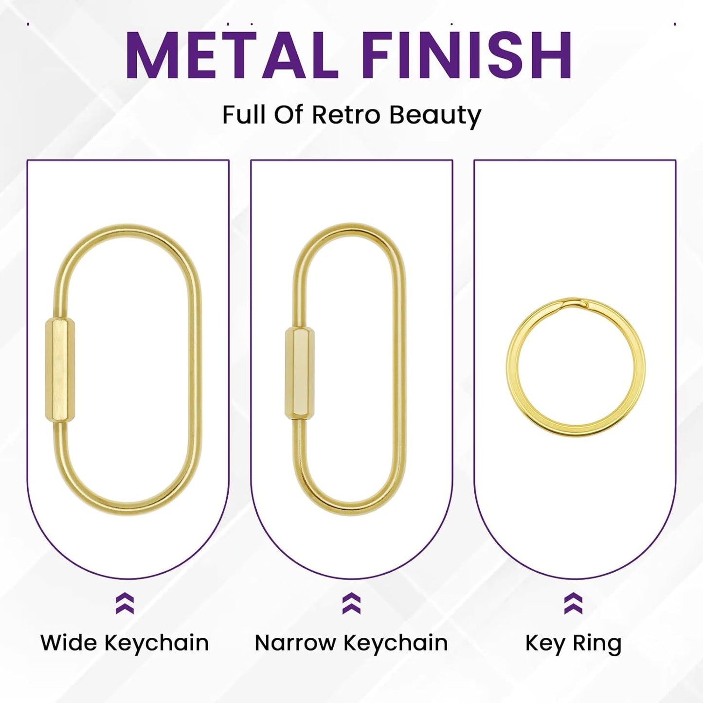 Brass Screw Lock Keychain Holder, 3 Sizes Key Ring Gold Carabiner Clip for Hanging Crafts and Various Keys V1258-DP02-A-2067