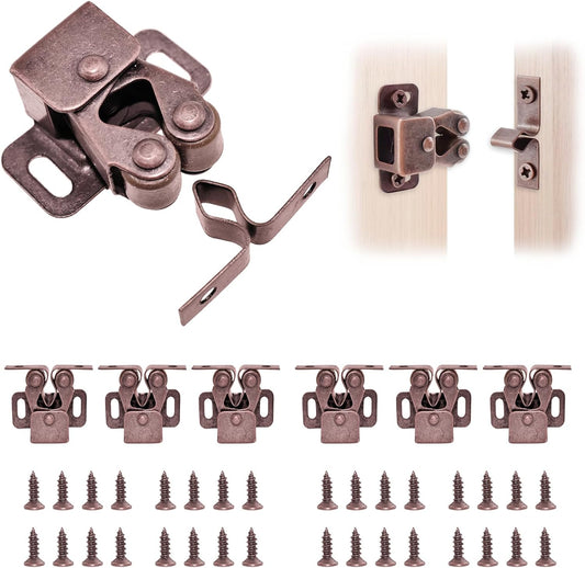 8 Pcs Cabinet Latch Double Roller Catch, Catch Hardware for Cupboard Closet Cabinet Door Latches and Catches, V1258-DP02-A-2072