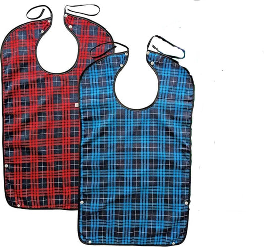 Adult Bibs for Men Women Elderly Reusable Large Adult Bibs Reusable Waterproof Clothing Protector with Crumb V1258-DP02-A-2075