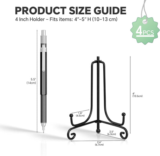 (4 pack)Iron Display Stand, Black Iron Easel Plate Display Photo Holder Stand, Displays Picture Frames, V1258-DP02-A-2077