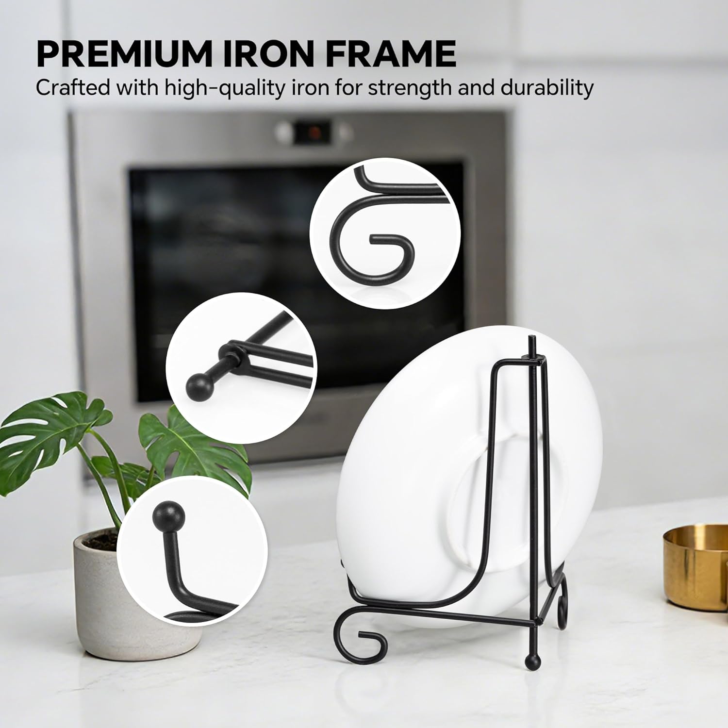 (4 pack)Iron Display Stand, Black Iron Easel Plate Display Photo Holder Stand, Displays Picture Frames, V1258-DP02-A-2077