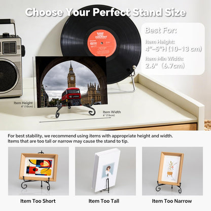 (4 pack)Iron Display Stand, Black Iron Easel Plate Display Photo Holder Stand, Displays Picture Frames, V1258-DP02-A-2077