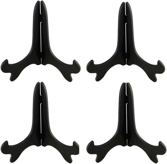 Black 4" Wood-Like Plastic Easels Plate Display Stands Picture Frame Stand Holder-Set of 4 V1258-DP02-A-2079