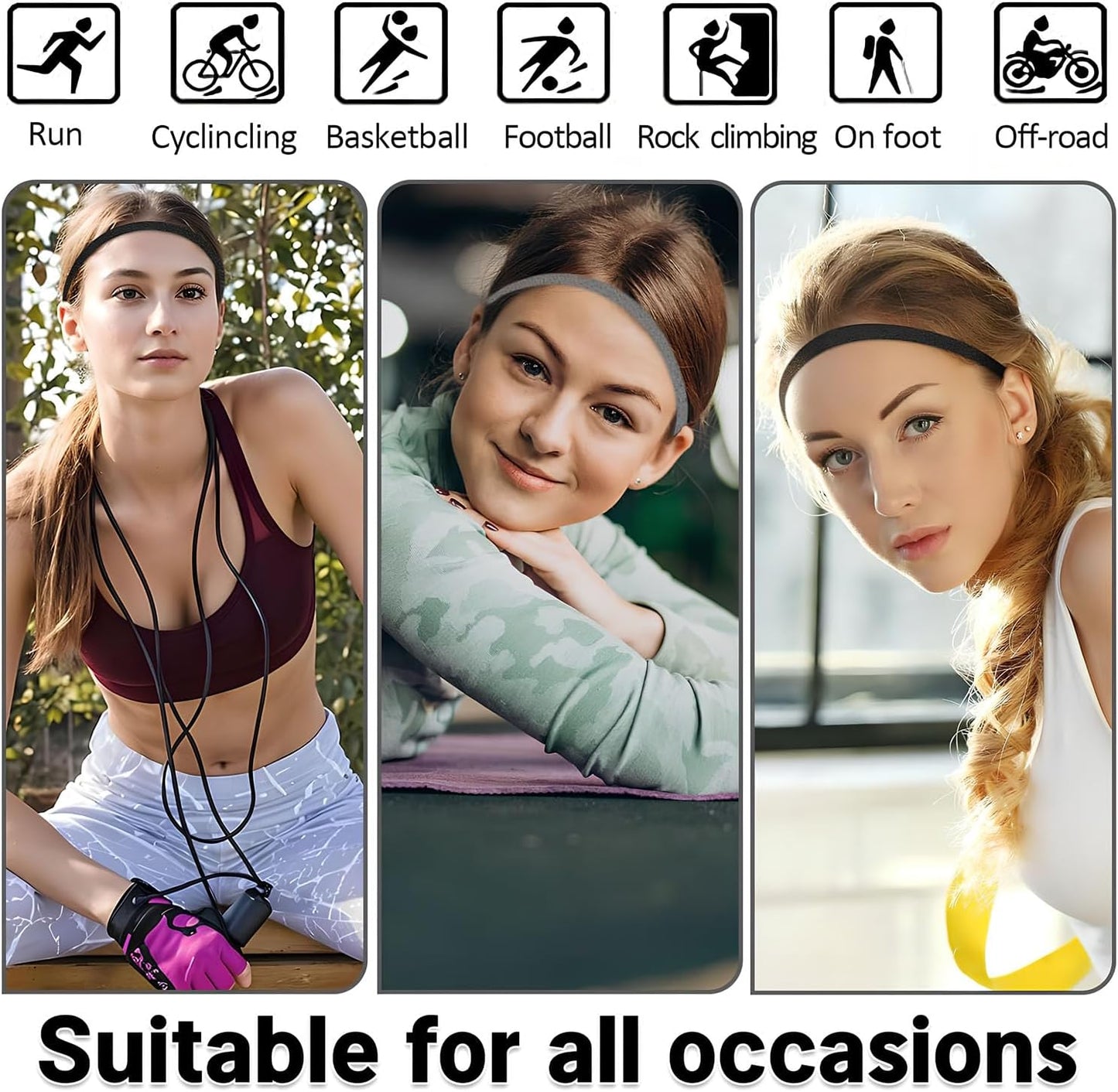 4 Pack Sports Headbands for Women Elastic Non-Slip Absorb Sweat 4 Colors V1258-DP02-A-2083