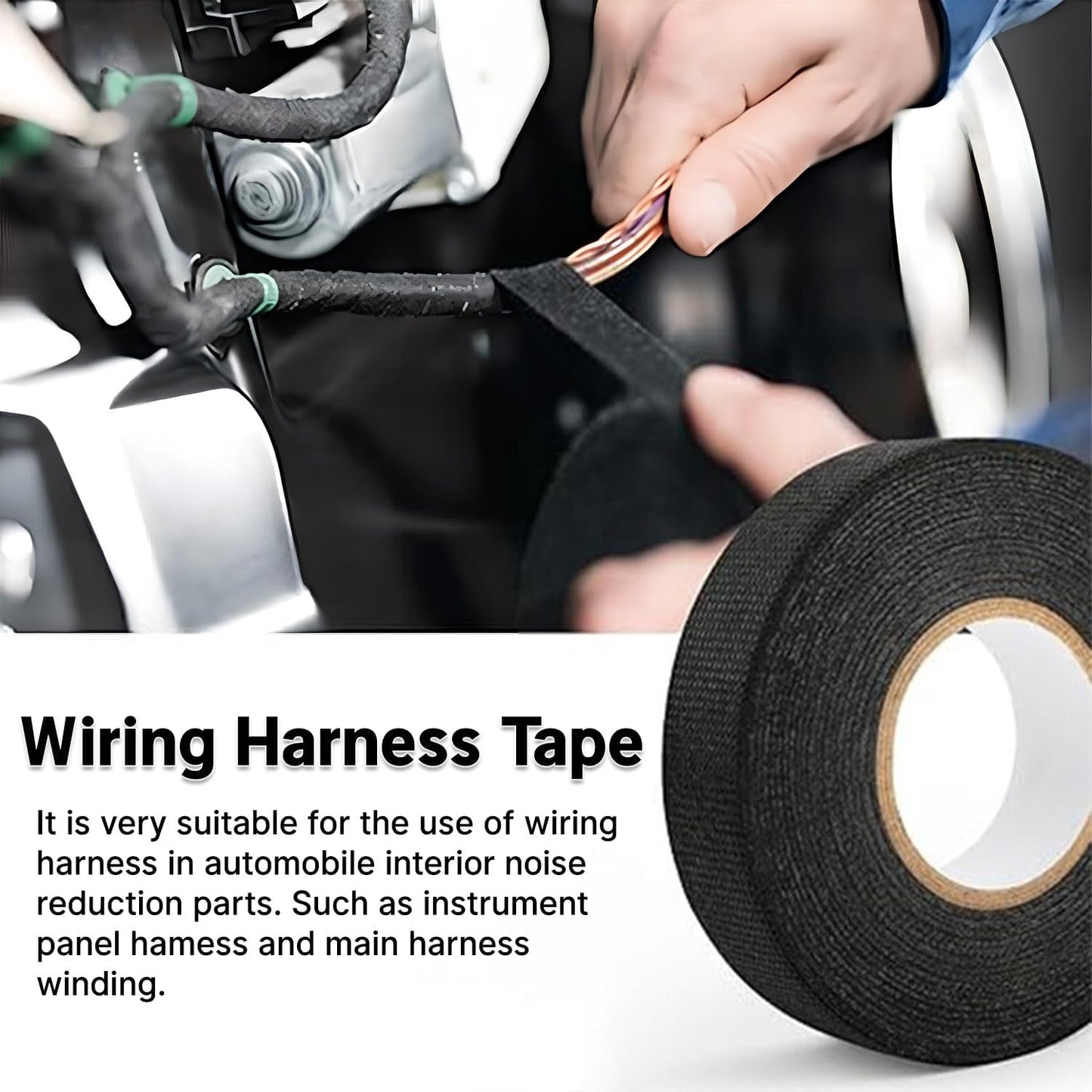 Wire Harness Tape for Electrical Automotive Engine Harness Wrap Protection Noise Damping Cables Fixed 0.59 V1258-DP02-A-2117