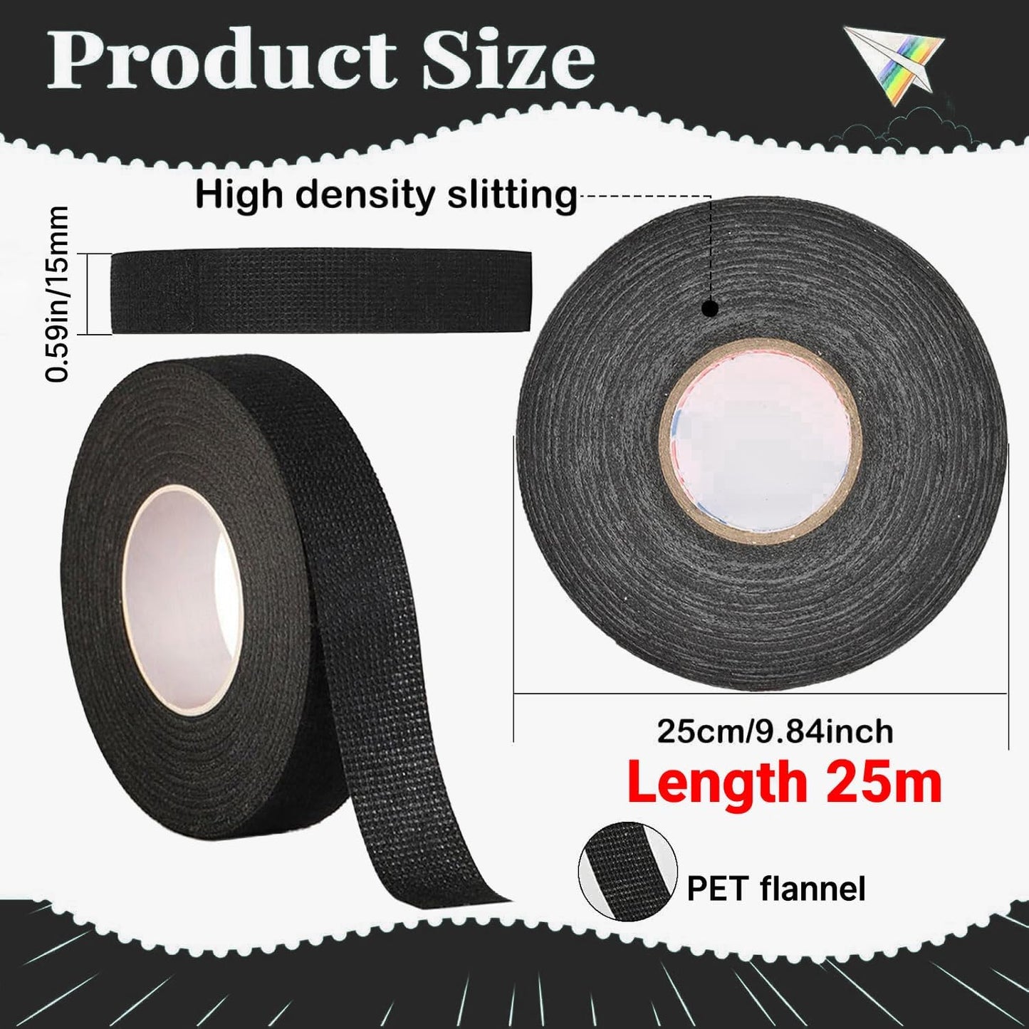 Wire Harness Tape for Electrical Automotive Engine Harness Wrap Protection Noise Damping Cables Fixed 0.59 V1258-DP02-A-2117