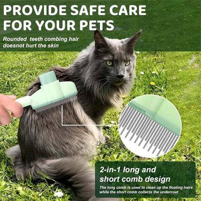 Pet Comb for Cats,Pet Hair Removal Comb Flea Comb with Release Button (Green) V1258-DP02-A-2119