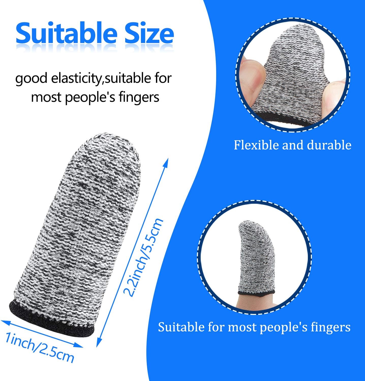 20 Pieces Cut Resistant Finger Cots Protection Reusable Finger Thumb Protector Gloves for Kitchen Sculpture V1258-DP02-A-2126