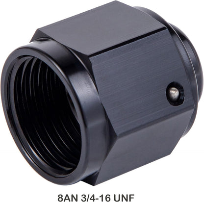 8AN Female Flare Cap Block off Fitting Plug Nut Adapter Aluminum Black 2PCS (8AN 2Pack) V1258-DP02-A-2133