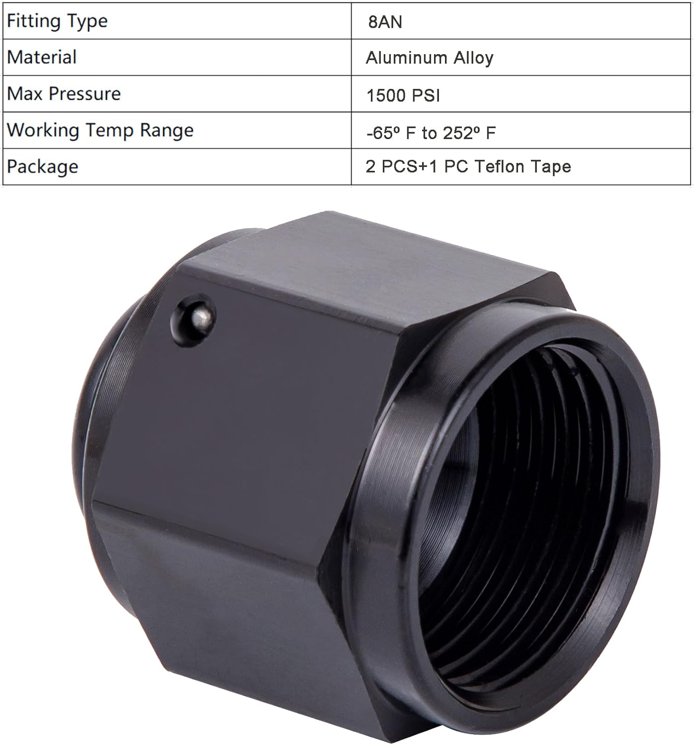 8AN Female Flare Cap Block off Fitting Plug Nut Adapter Aluminum Black 2PCS (8AN 2Pack) V1258-DP02-A-2133