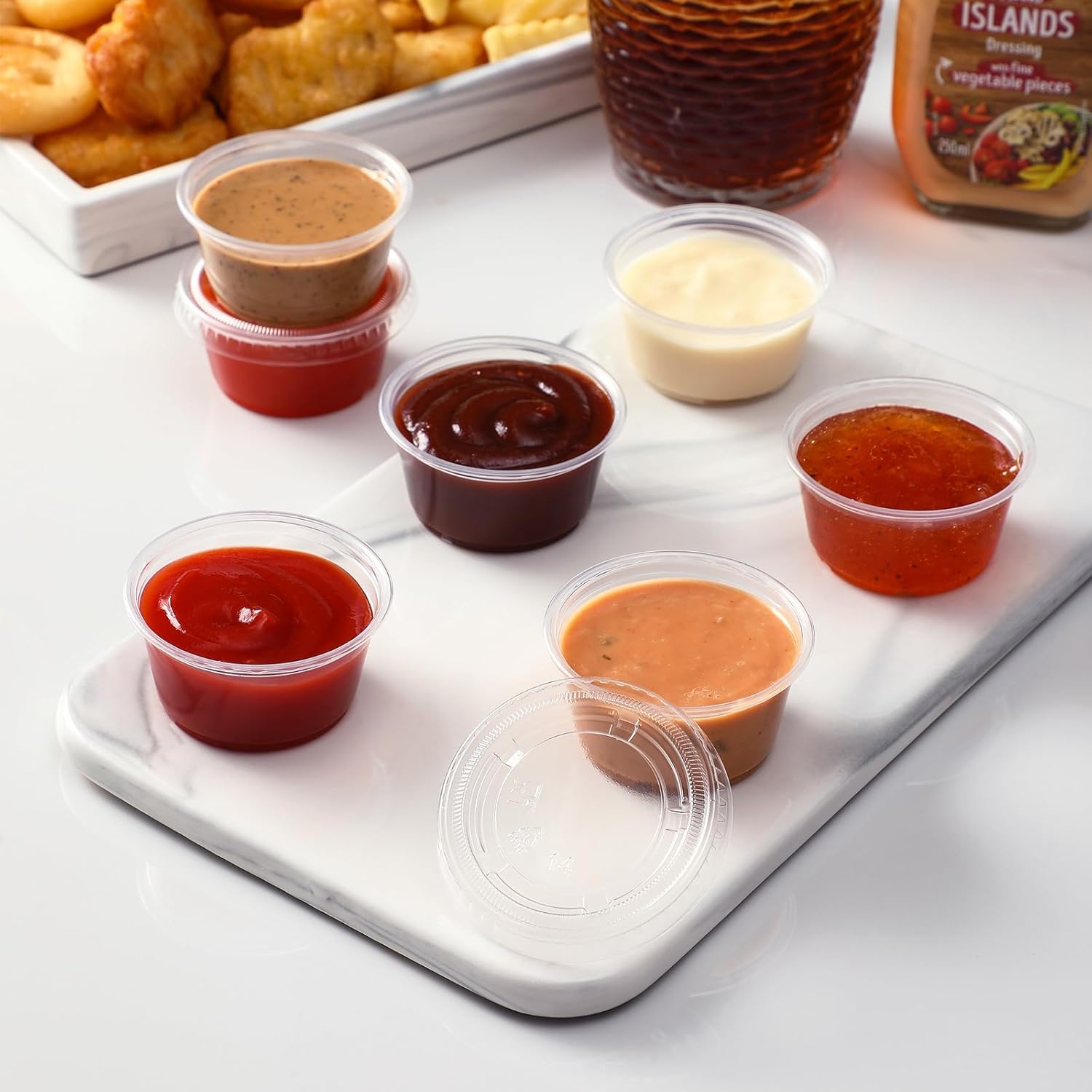 60 Sets - 2 oz Jello Shot Cups, Portion Cups With Lids, Small Plastic Containers with Lids, Airtight and V1258-DP02-A-2139
