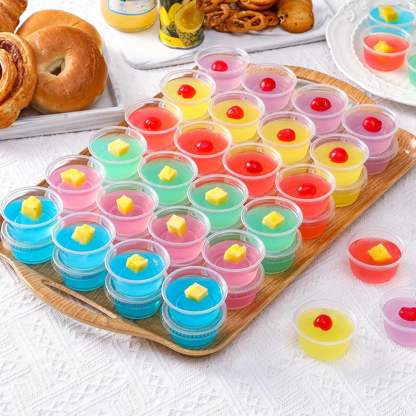 60 Sets - 2 oz Jello Shot Cups, Portion Cups With Lids, Small Plastic Containers with Lids, Airtight and V1258-DP02-A-2139
