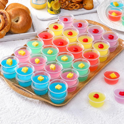 60 Sets - 2 oz Jello Shot Cups, Portion Cups With Lids, Small Plastic Containers with Lids, Airtight and V1258-DP02-A-2139