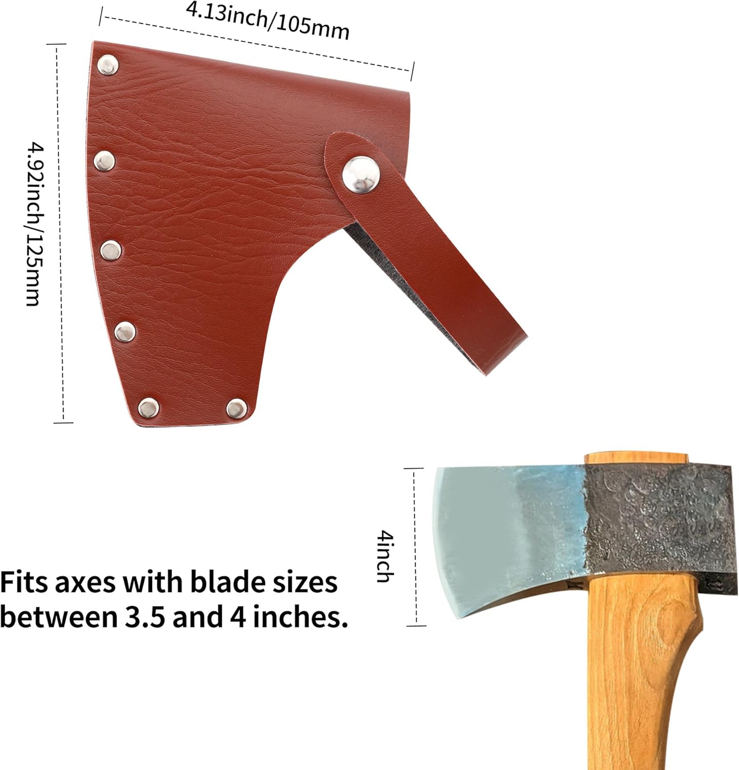 Leather Axe Sheath, Adjustable Hatchet Head Sheath, Durable Hatchet Blade Protector Case Cover Great Camping V1258-DP02-A-2147
