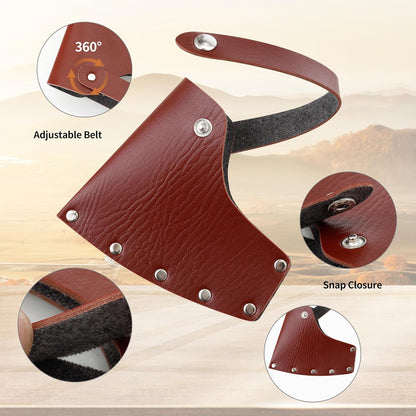 Leather Axe Sheath, Adjustable Hatchet Head Sheath, Durable Hatchet Blade Protector Case Cover Great Camping V1258-DP02-A-2147