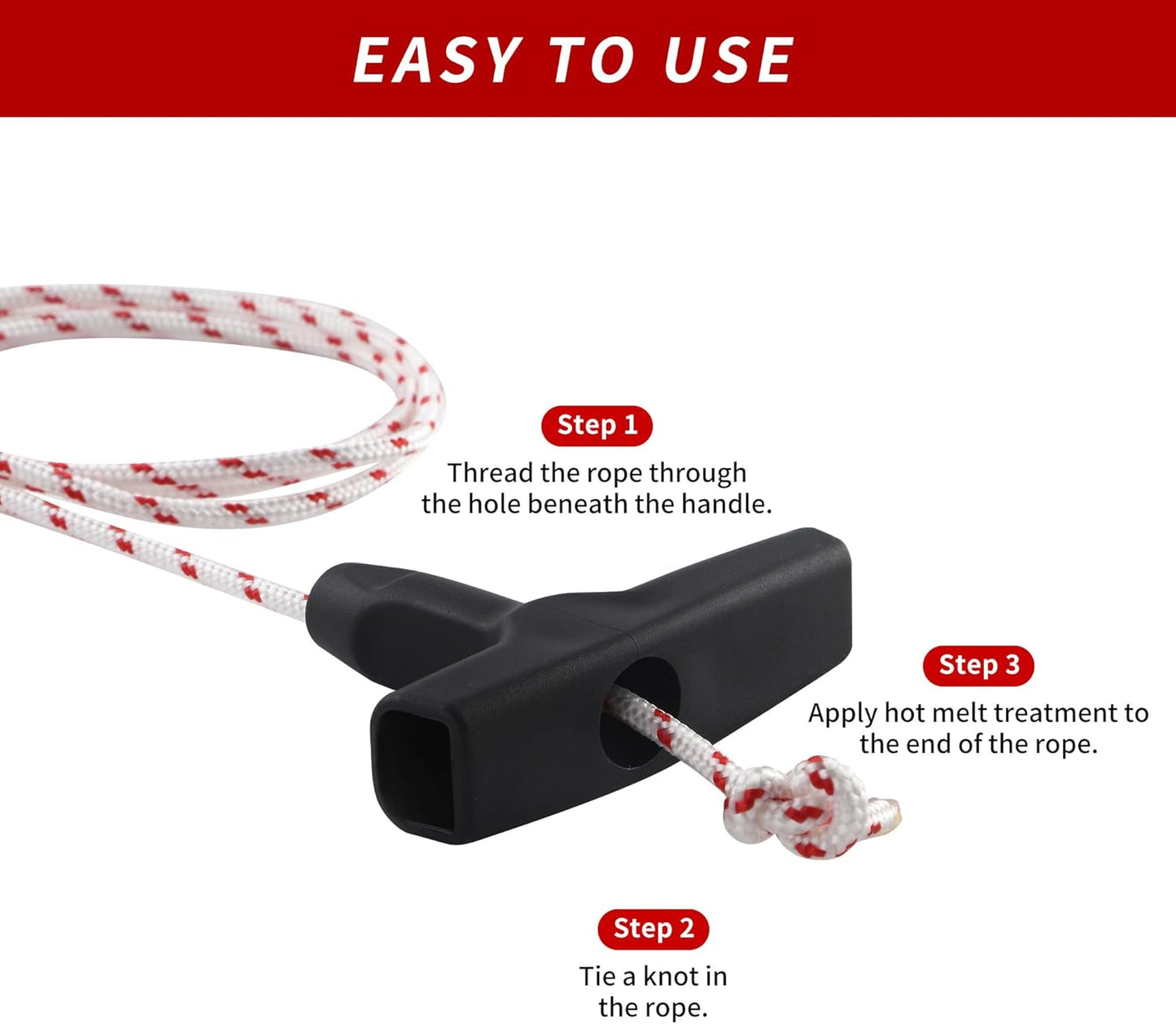 Pull Rope for Small Engine, 3.0mm 10-Meter Lawn Mower Pull Cord with Starter Handles, Recoil Starter Rope Fit V1258-DP02-A-2149