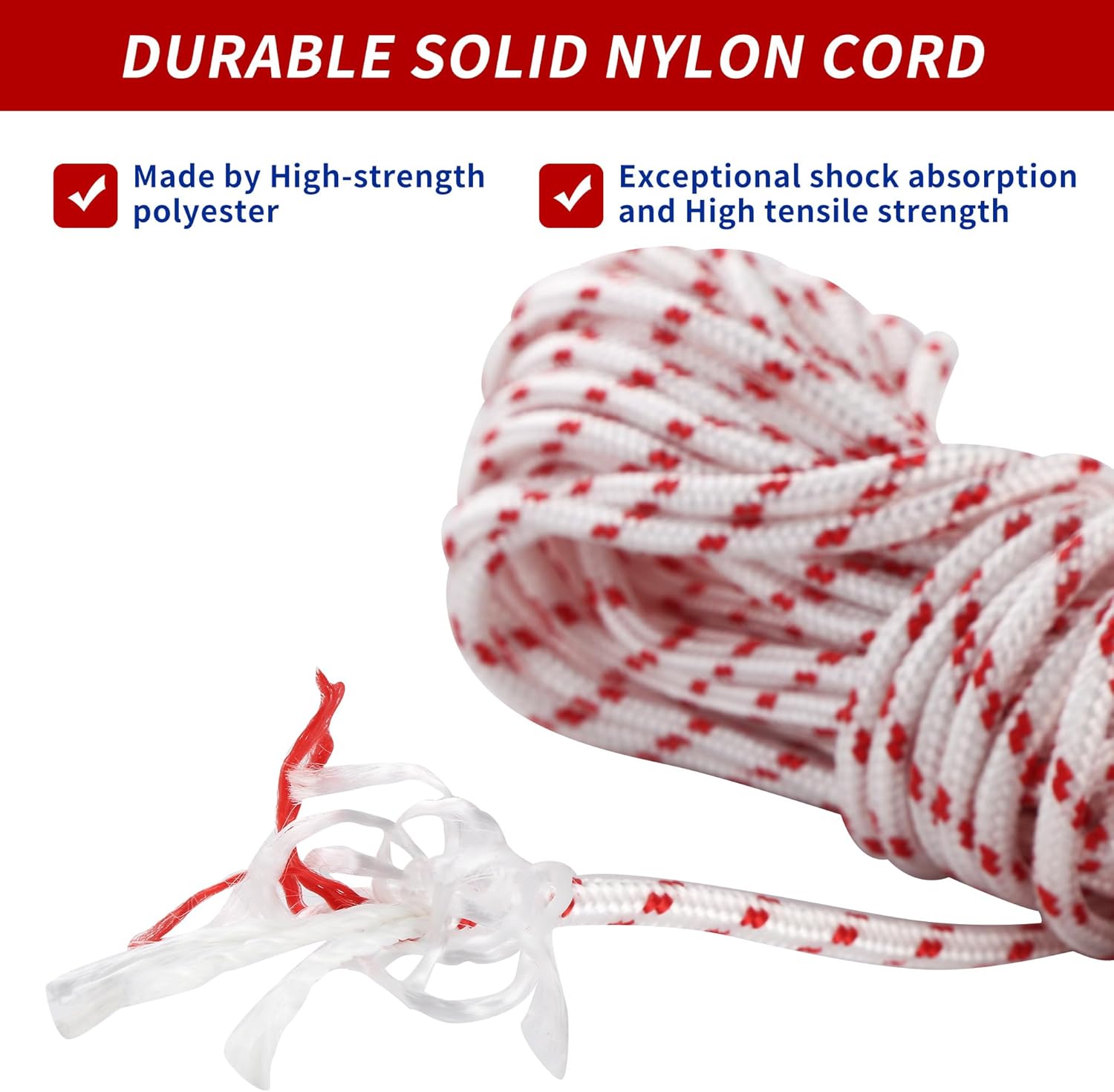Pull Rope for Small Engine, 3.0mm 10-Meter Lawn Mower Pull Cord with Starter Handles, Recoil Starter Rope Fit V1258-DP02-A-2149