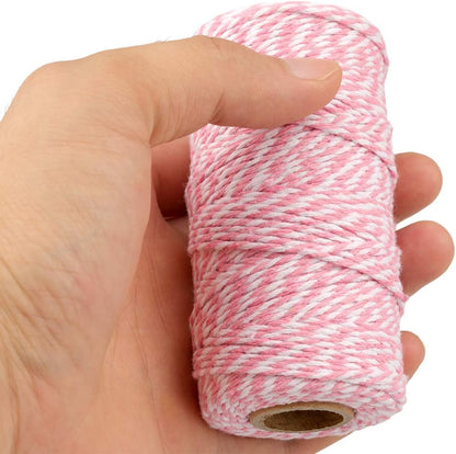 Pink and White Twine String, 328 Feet Christmas Bakers Twine String, 2MM Heavy Duty Packing String for DIY V1258-DP02-A-2154