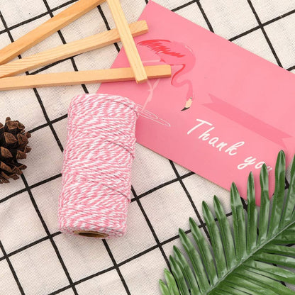 Pink and White Twine String, 328 Feet Christmas Bakers Twine String, 2MM Heavy Duty Packing String for DIY V1258-DP02-A-2154