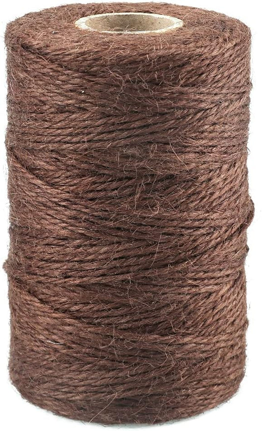 Jute String 328 Feet, 2mm Colored Natural Hemp Twine for Gift Wrapping, 3-Ply Brown for Climbing Plant, V1258-DP02-A-2157