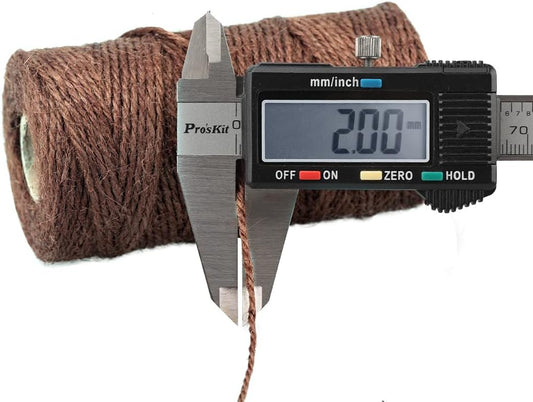 Jute String 328 Feet, 2mm Colored Natural Hemp Twine for Gift Wrapping, 3-Ply Brown for Climbing Plant, V1258-DP02-A-2157