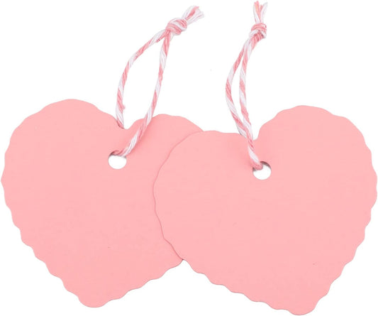 100Pcs Pink Gift Tags, Heart Paper Tags with String, 2.2 x 2.4Inch Blank Mothers Day Tag, Party Favors V1258-DP02-A-2159