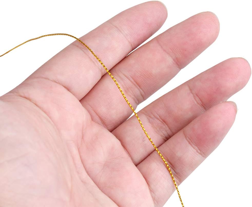 110Yards Gold Metallic String - 1MM No Stretch Decorative Braided Thread Cords for Gift Wrapping, DIY Crafts, V1258-DP02-A-2164