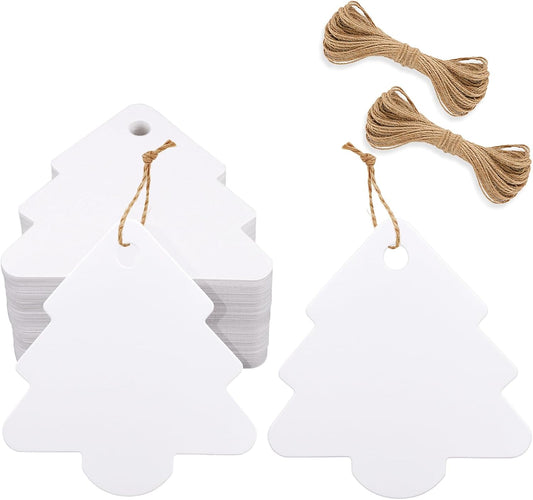 Christmas Gift Tags - 100Pcs White Holiday Tags with String, Christmas Tree Blank Name Labels, Xmas Gift V1258-DP02-A-2166