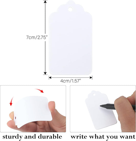 100Pcs Blank Tags with String - Gift Hanging White Kraft Paper Labels, 2.8x1.6Inch Writable Name Tags for V1258-DP02-A-2169