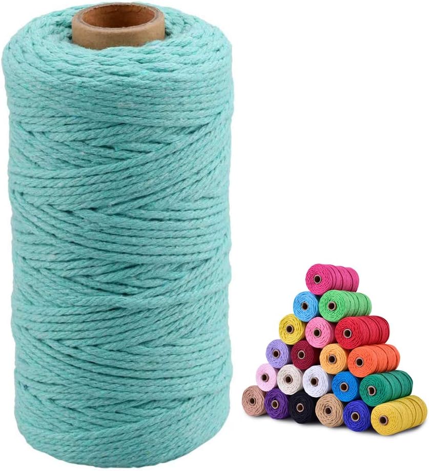 Macrame Cord - 3MM Cotton Twine, 328Ft Lake Blue Cotton String, Bakers String for DIY Crafts, Knitting, Plant V1258-DP02-A-2170