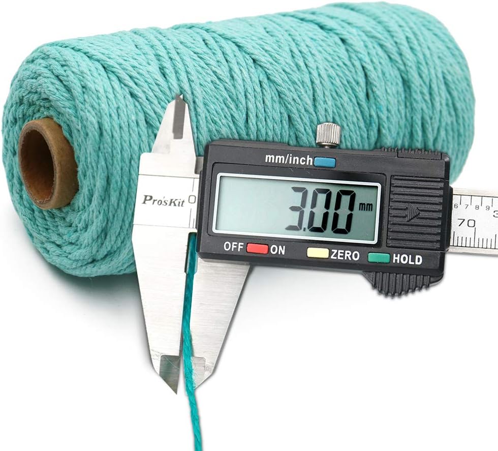 Macrame Cord - 3MM Cotton Twine, 328Ft Lake Blue Cotton String, Bakers String for DIY Crafts, Knitting, Plant V1258-DP02-A-2170