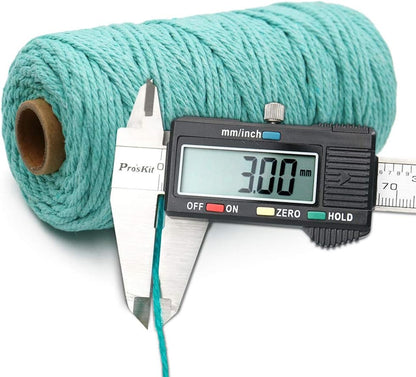 Macrame Cord - 3MM Cotton Twine, 328Ft Lake Blue Cotton String, Bakers String for DIY Crafts, Knitting, Plant V1258-DP02-A-2170