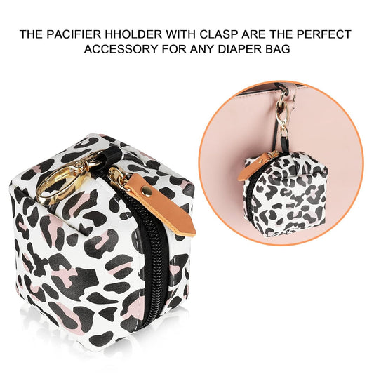 Baby Pacifier Case with Clip, Baby Pacifier Holder Pouch Box for Diaper Bag, Holds 2 Pacifiers for Travel V1258-DP02-A-218