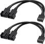 2-Pack 2 Way 4 Pin PWM Fan Splitter Cable - 4 Inches, PC Fan Splitter 1 to 2 Converter, PC PWM Extension Cable V1258-DP02-A-2180