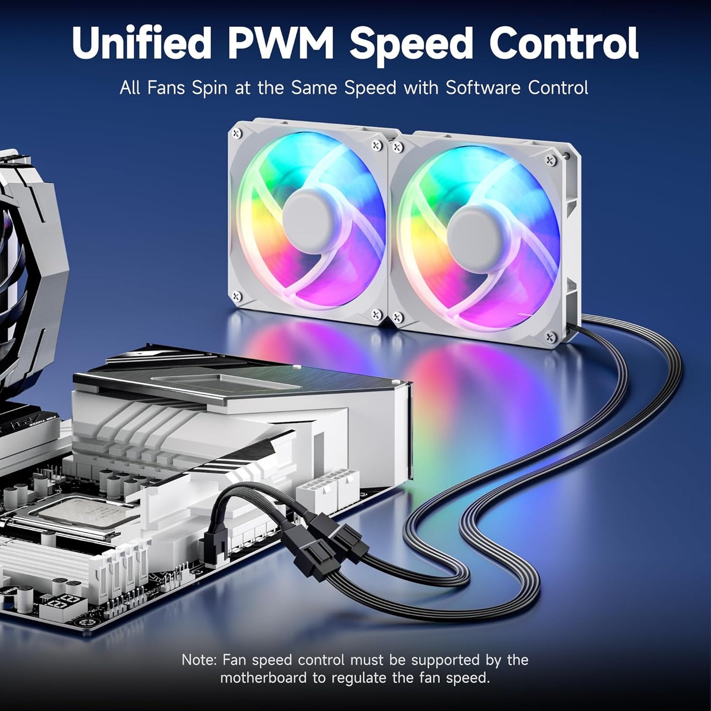 2-Pack 2 Way 4 Pin PWM Fan Splitter Cable - 4 Inches, PC Fan Splitter 1 to 2 Converter, PC PWM Extension Cable V1258-DP02-A-2180