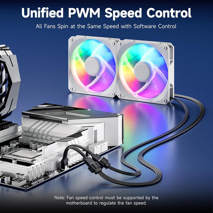 2-Pack 2 Way 4 Pin PWM Fan Splitter Cable - 4 Inches, PC Fan Splitter 1 to 2 Converter, PC PWM Extension Cable V1258-DP02-A-2180