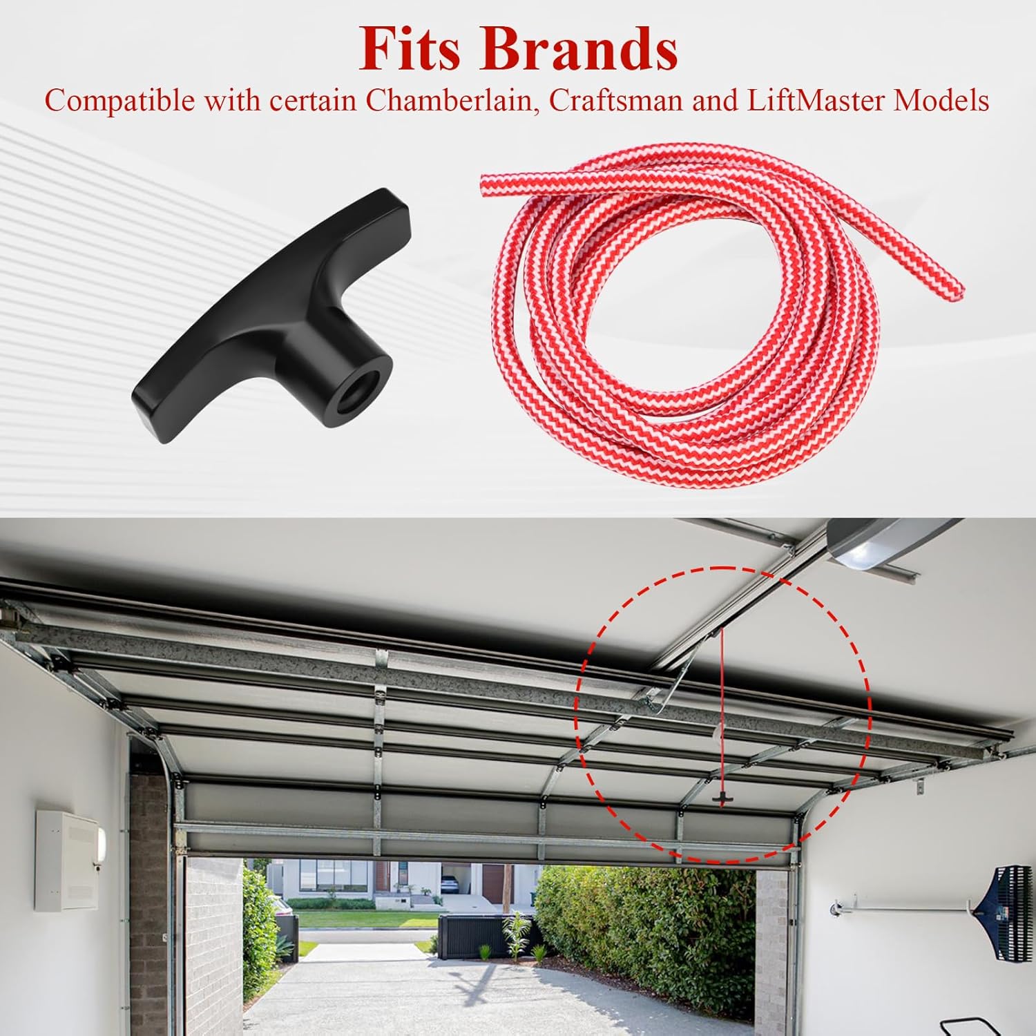 2 Pcs 41A2828 / 041A2828 Rope Handle Kit, Garage Emergency Release Pull Rope Cord Handle Kit, Fit for V1258-DP02-A-2197
