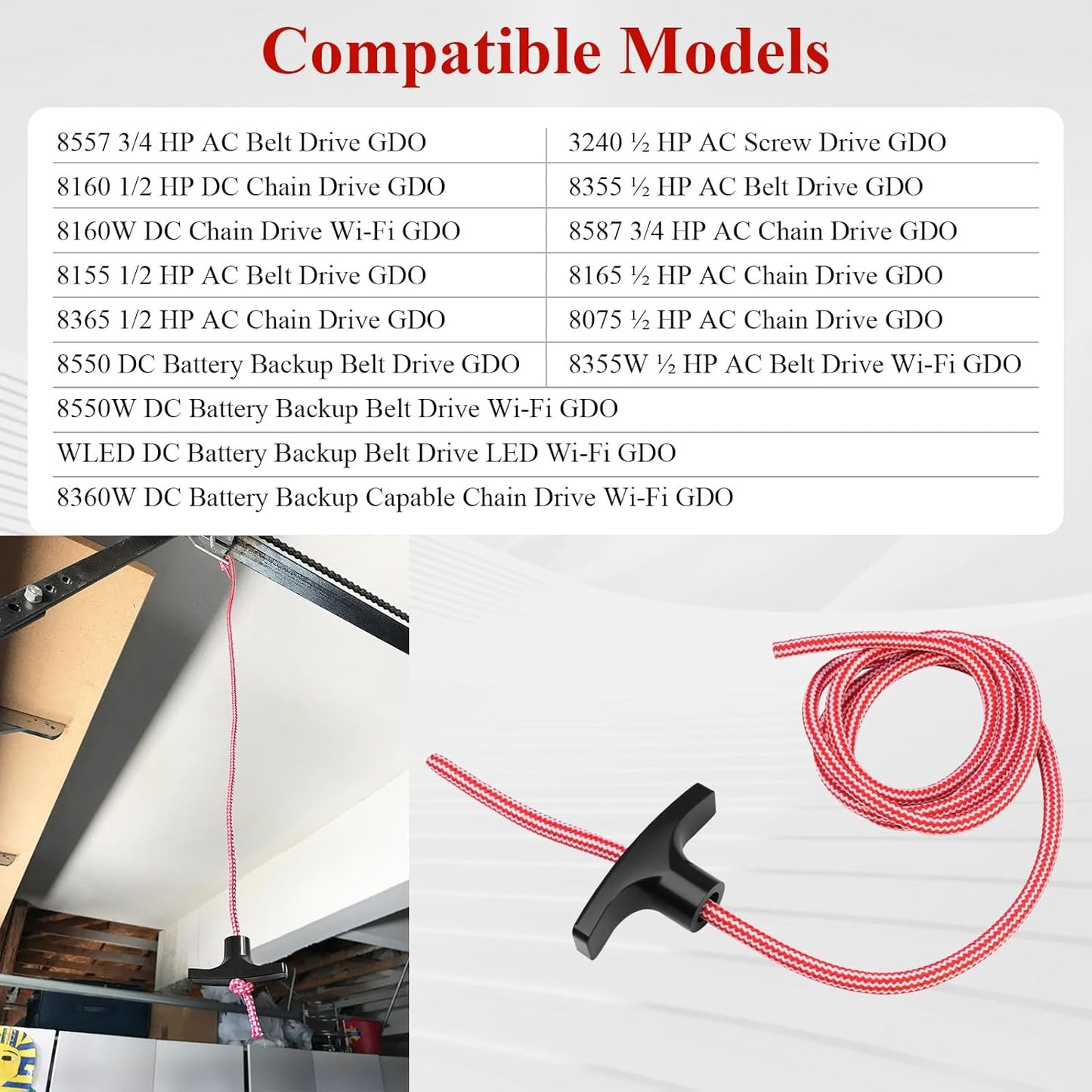 2 Pcs 41A2828 / 041A2828 Rope Handle Kit, Garage Emergency Release Pull Rope Cord Handle Kit, Fit for V1258-DP02-A-2197