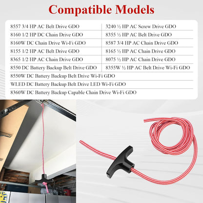 2 Pcs 41A2828 / 041A2828 Rope Handle Kit, Garage Emergency Release Pull Rope Cord Handle Kit, Fit for V1258-DP02-A-2197