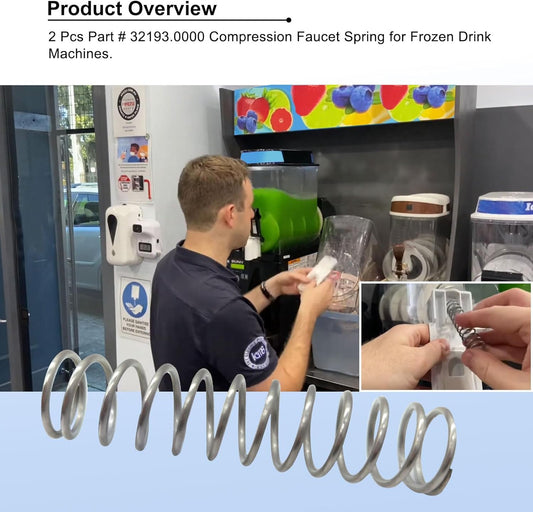 2 Pcs Part # 32193.0000 Compression Faucet Spring, Fit for Bunn 32193-2 Ultra 2 Frozen Drink Machine/Beverage V1258-DP02-A-2200