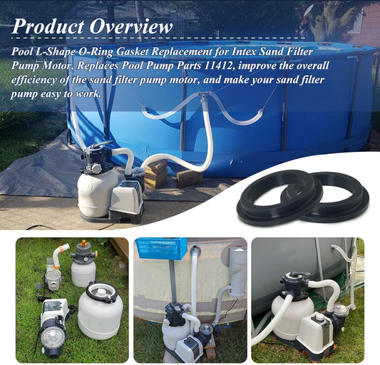 2 Pcs 11412 Pool L-Shape O-Ring Gasket, Air Release Valve O-Ring, Fit for Intex Krystal Clear Sand Filter V1258-DP02-A-2203