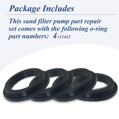4 Pcs 11412 Pool L-Shape O-Ring Gasket Replacement for Intex Sand Filter Pump Motor, Replaces Pool Pump Parts V1258-DP02-A-2204