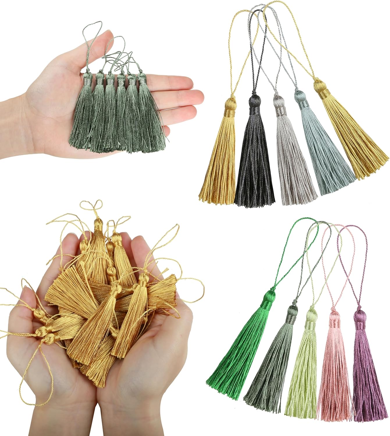 46pcs 5inch Silky Floss Carft Tassel Keychain Tassel with 2.5inch Cord Loop Earring Jewelry V1258-DP02-A-2212