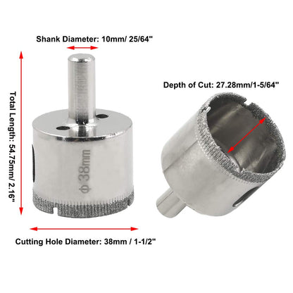 1-1/2 Inch / 38mm Diamond Drill Bits, Diamond Hole Saw Hollow Core Drill Bits for Glass Ceramic Porcelain V1258-DP02-A-2221