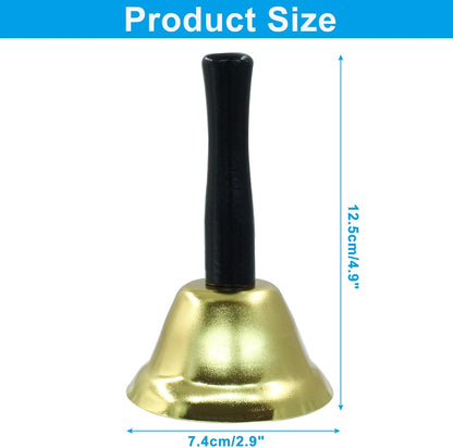2 Pack Loud Hand Bells, Gold Ringing Bells with Handle Call Bells Dinner Bells for Classroom, Food Line, V1258-DP02-A-2223